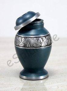 Teardrop Ceramic Urn Classical Style Airtight <b>Pet</b> Casket Green with Silver Band - Product Image 6