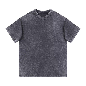 Camiseta de Manga Corta de Algodón Puro de 240g, Estilo Nostálgico Lavado, para Hombre, 100% Algodón, con Lavado Ácido - Product Image 1