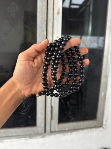 Wholesale Natural Black Tourmaline Jap Mala 8 MM 108 Beads Polished Crystal Stone <b>Healing</b> Stone From Gujarat - Product Image 1