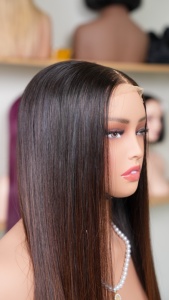 Peluca de Encaje Completo, Larga, Negra Natural, 150% de Densidad, Cabello Virgen Peruano, Encaje Transparente, Cabello de Bebé, Tamaño Promedio - Product Image 4