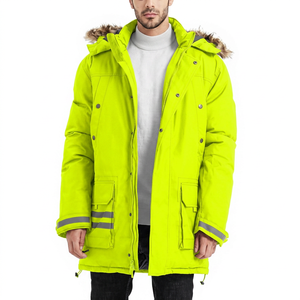 <b>Men's</b> <b>Long</b> Hooded <b>Jacket</b> With Fur Trim Windproof Thick Winter Casual Outerwear Polyester Wadding Zipper - Product Image 4
