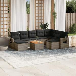 Conjunto de Sofás de Jardín de Ratán Gris Oscuro, 6 Plazas, Resistente a la Intemperie, Muebles de Exterior de Diseño Contemporáneo - Product Image 1