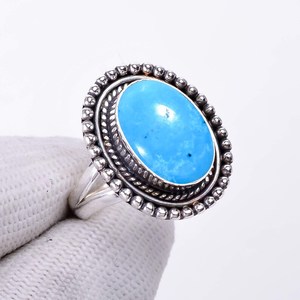 Bague en turquoise magnesite, argent sterling 925, réglable, faite à la main, bijoux en pierres précieuses, bague de luxe - Product Image 3