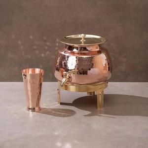 Dispensador de Agua de Cobre Puro de Exportación India de Lujo, Ecológico, con Abertura Superior Amplia para un Almacenamiento Saludable en la Cocina y las Áreas de Comedor - Product Image 1