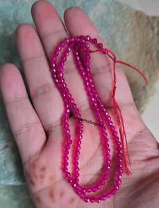 Cuentas redondas de circonita cúbica rosa magenta de 2.50 MM, circonita cúbica facetada para joyería y pulseras - Product Image 3