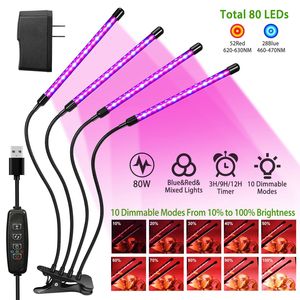 IMounTEK Lámpara de Cultivo Interior para Plantas de 80W con 80 LED de Espectro Completo Rojo y Azul, 10 Niveles de Intensidad Regulable - Product Image 1