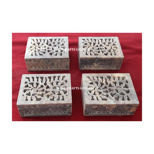 Hermosa caja de regalo hecha a mano de aspecto muy genuino, cajas de almacenamiento de joyería de trabajo tallado de esteatita Natural para decoración de boda - Product Image 2