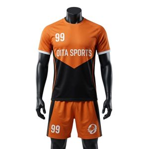 ชุดยูนิฟอร์มแฮนด์บอลชาย สีส้มดำ ทูโทน ผ้าโพลีเอสเตอร์ เสื้อกีฬา กางเกงขาสั้น ชุดทีมกีฬา ชุดแข่งขัน - Product Image 1