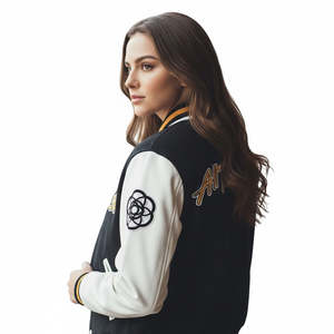 Veste varsity tendance respirante et ajustée, fabriquée en toile de laine de qualité supérieure, doublure élégante et confortable pour hommes - Product Image 6