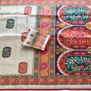 VASTRA COTTAGE Saree de Seda Jacquard Suave con Tejido Zari Integral, Estampado Digital de Pashmina y Blusa de Estilo Elegante - Product Image 4