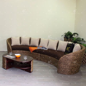 Conjunto de Sala de Estar Curvo de Jacinto de Agua con Otomana, Muebles de Interior de Estilo Costero Moderno - Product Image 6
