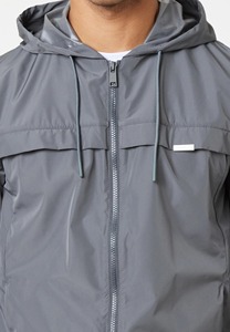 Men's Hooded Windbreaker Jacket Solid Color Zipper Closure Lightweight Polyester Autumn Casual Wear Sporty Style - Product Image 5