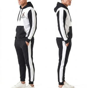 Survêtements de sport unisexes OEM coupe classique, tenue de jogging décontractée noire unie personnalisée, survêtement de sport respirant en molleton - Product Image 5