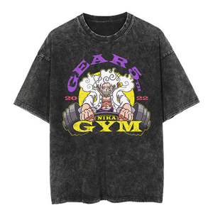 ผู้ผลิตเสื้อยืดวินเทจแบบฟอกสี เสื้อโอเวอร์ไซส์แนวสตรีทแวร์ สกรีนลายแบบ DTG DTF  ฟอกสีแบบแอซิดวอช สไตล์อนิเมะ ยืดหยุ่นและระบายอากาศได้ดี - Product Image 5