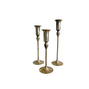 Ensemble de 3 bougeoirs vintage en laiton antique, supports décoratifs pour bougies, pour mariage, dîner, fête - Product Image 3