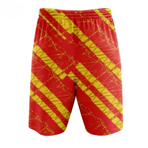 Shorts décontractés pour hommes à taille élastique, à séchage rapide, à carreaux rouges et jaunes, 100 % polyester, imprimé par sublimation - Product Image 2