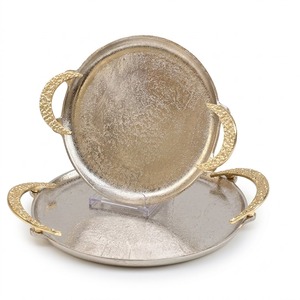 Plateau de service en aluminium festonné personnalisé avec poignées, plateau à chips et sauce en métal pour hôtel, restaurant, fête, vaisselle de table (vente en gros) - Product Image 5
