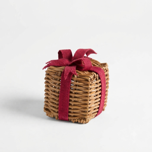 Assorted Woven Rattan Christmas Holiday Hanging Ornaments Featuring <b>Red</b> <b>Ribbon</b> Loops And Bows For Festive Seasonal Decoration - Product Image 2