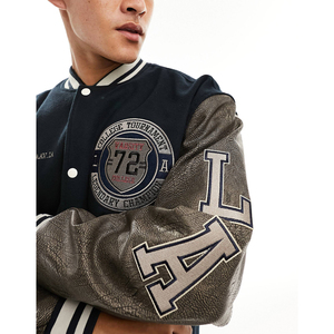 Wholesale <b>Men</b> Woolen Varsity <b>Jacket</b> Winter Stand Collar Fashion Bomber College Baseball <b>Jacket</b> Custom <b>Lightweight</b> Outerwear - Product Image 6