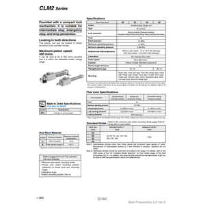 SMC Pneumatics Fine Lock Cylindre CLM2B32-55-E Pièces Pneumatiques - Product Image 2