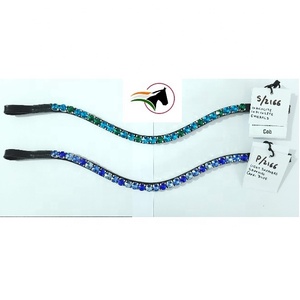 Fronture en cuir anglais de haute qualité avec cristaux Rivoli de 10 mm pour cheval, équipement équestre, directement d'Inde - Product Image 1
