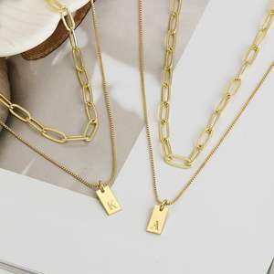 European American Creative 26 <b>Letter</b> Pendant <b>Necklace</b> Cross-Border Hot Selling Fashion Layered Jewelry in Paper Clip Box - Product Image 4