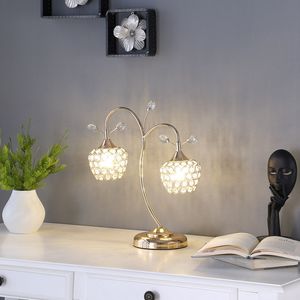 Lampada da Tavolo Glamour in Metallo Oro Rosa da 43,8 cm con 2 Campane Floreali - Elegante Design Floreale - Product Image 3