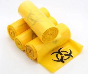 Venta al por mayor barato 100% Biodegradable Rojo Médico Biohazard bolsa de basura de plástico con logotipo impreso - Product Image 5