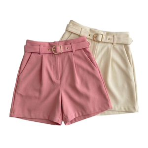 Women's High-Waisted Straight Wide-Leg Shorts Skirt with <b>Elastic</b> Waistband, Quick-Drying High Waisted <b>Belted</b> Shorts - Product Image 3