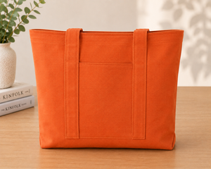 Sac fourre-tout en toile orange avec broderie nuage, design minimaliste, fermeture personnalisée, idéal pour les voyages et le shopping, toutes saisons - Product Image 6