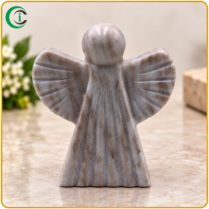 CCI Premium Brown Beige Marble Angel Figurine 6 Inch Handmade Natural Stone <b>Christmas</b> <b>Decoration</b> for Home Styling Seasonal Gifts - Product Image 1