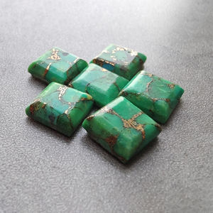 Turquesa Verde Auténtica, Corte Cuadrado Facetado, Piedra Calibrada con Reverso Plano, Disponible en Todos los Tamaños - Product Image 5