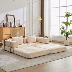 Divano a Forma Fissa Comprimibile Convertibile in Chaise Longue da Terra con Sezioni Modulari Senza Ossa, Nessun Assemblaggio Richiesto - Product Image 4