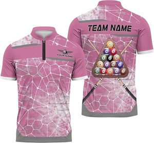 Camiseta de Billar Personalizada con Media Cremallera, Jersey de Equipo de Billar Personalizado con el Número 8 - Product Image 3