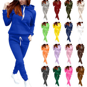 Conjunto de sudadera con capucha y pantalones deportivos para mujer, color marrón, informal, de punto, de manga larga, para otoño - Product Image 6