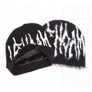 Fabricantes de Gorros Personalizados, Gorro de Mohair con Forro de Satén, Diseño Jacquard con Estampado Completo, Estilo Y2K, Invierno, con Logotipo Personalizado, Ropa Urbana - Product Image 1
