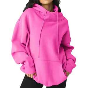 Sudadera con Capucha Blanca Extra Grande para Mujer, Manga Larga, Hombros Caídos, Tejido de Algodón, con Bolsillos, para Otoño - Product Image 4