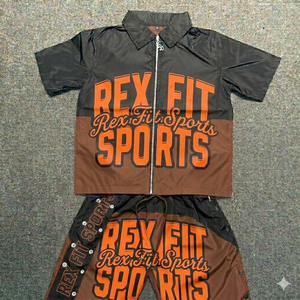 Ensemble de survêtement d'été léger en nylon et polyester pour homme, coupe-vent personnalisé avec logo d'usine, style streetwear - Product Image 1