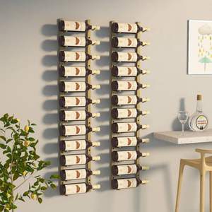 Porte-vin mural pour 12 bouteilles, lot de 2, finition en fer doré - Product Image 1