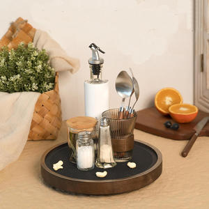 Tocadiscos Lazy Susan hecho a mano de madera de mango personalizado, organizador de cocina multifuncional, bandeja giratoria, almacenamiento de exhibición de mesa - Product Image 3