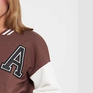 Custom Ladies Embroidered Varsity Jacket Genuine Leather Sleeves College Style OEM ODM Sample Service Available Now - Product Image 4
