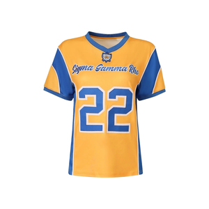 SGRho <b>Black</b> Gold Football Jersey Short Sleeve Number 22 Graphic Sports Team Uniform Custom American Football Training <b>Shirt</b> - Product Image 1