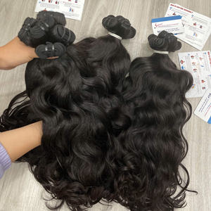 Ofertas en línea de extensiones de cabello vietnamitas negras, onduladas naturales, con doble trama a máquina, cabello virgen con cutícula alineada. - Product Image 1