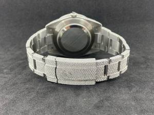 Nouvelle Montre de Luxe Mécanique pour Homme en Acier Inoxydable, Cadran Bleu, Lunette Sertie de Diamants Moissanite, Testée au Diamant, Style Hip Hop de Marque - Product Image 4