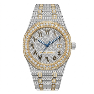 Reloj de Lujo para Hombre con Diamantes Moissanite, Acero Inoxidable, Diseño Esqueleto y Esfera Estilo Boda - Product Image 1