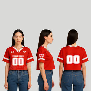 Maillot de football personnalisé pour femme, maillot d'équipe court personnalisé avec nom et numéro, streetwear, hip hop, haut de sport - Product Image 1