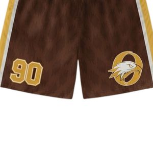 Men Brown Gold Sublimation Lacrosse Uniform <b>Set</b> Polyester Lightweight Athletic Jersey Shorts Team Sports Wear Training Match - Product Image 6