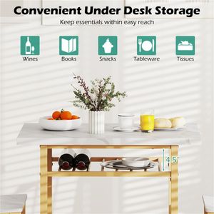 Set da pranzo in 3 pezzi bianco e oro con design salvaspazio e sedie ripiegabili - Product Image 5