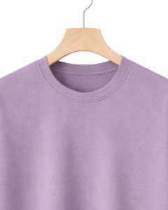 Camiseta Oversize Personalizada Lavanda Empolvada para Hombre, con Dobladillo Curvo, Hombro Caído, Cuello Redondo, Algodón Liso, Estilo Urbano, Verano - Product Image 6