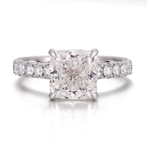 Anillo de Diamante de Laboratorio Certificado por IGI de 4 Quilates, Corte Cojín, Joyería Personalizada, Anillo de Compromiso de Oro Blanco de 18K, Anillo de Boda para Mujer - Product Image 2